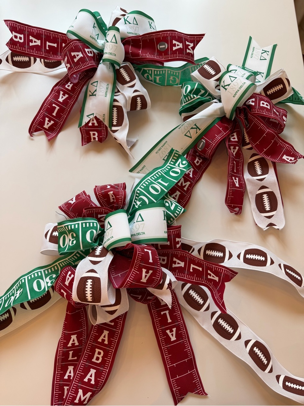 Alabama & Kappa Delta Gameday Football Bows-Set of 3